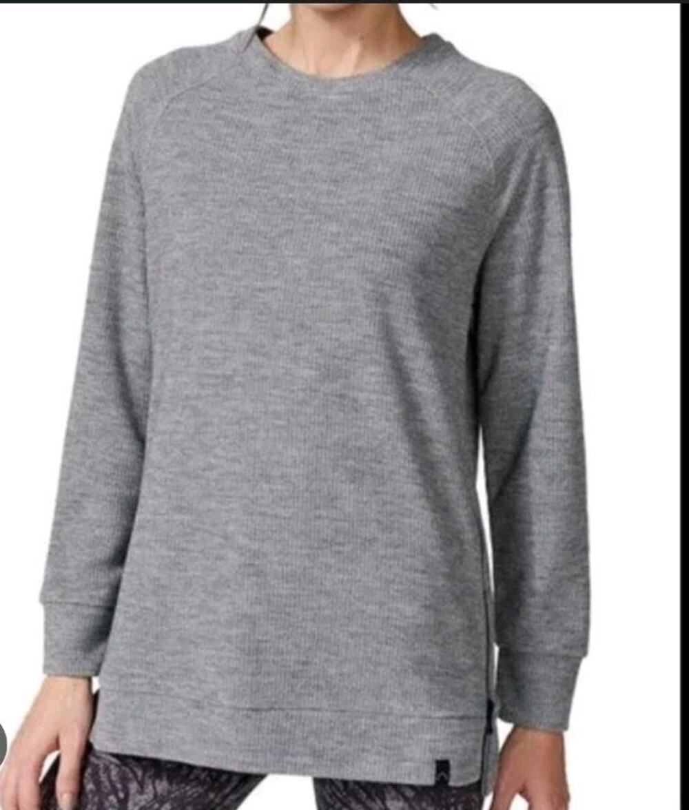 Varley Sweater Women's XS Gray Pullover Side Zippers Crew Neck